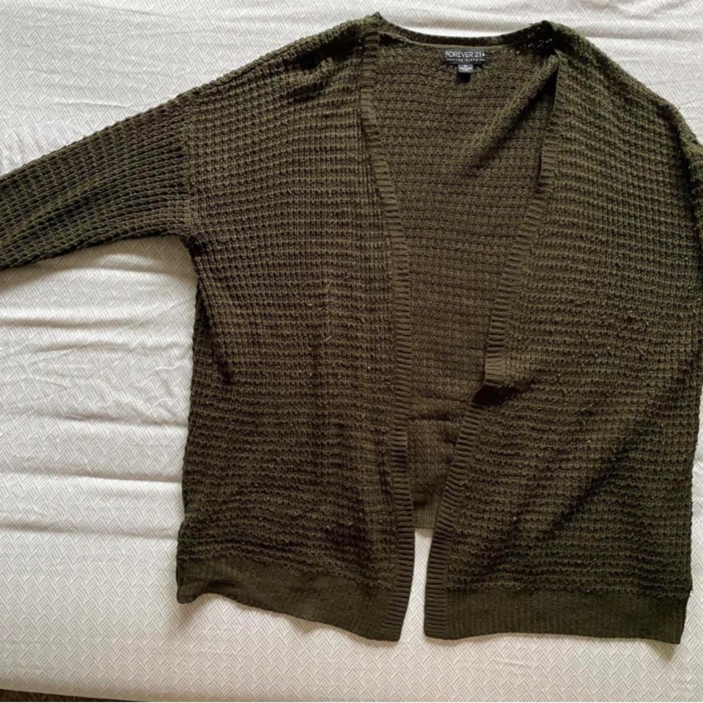 Green chunky knitted cardigan| Forever 21